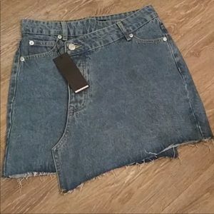 asymmetrical denim skirt
